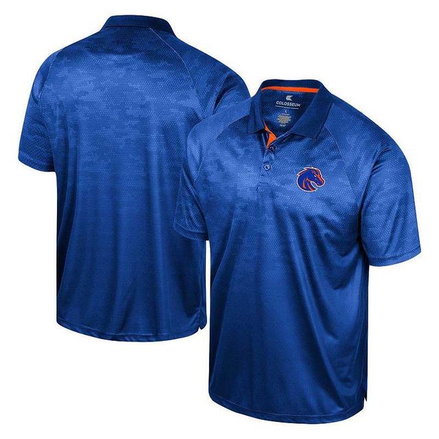 Mens Colosseum Royal Boise State Broncos Honeycomb Raglan Polo Shirt Product Image