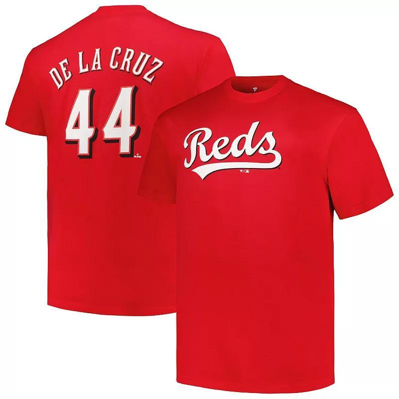 Mens Elly De La Cruz Red Cincinnati Reds Big & Tall Name & Number T-Shirt Product Image