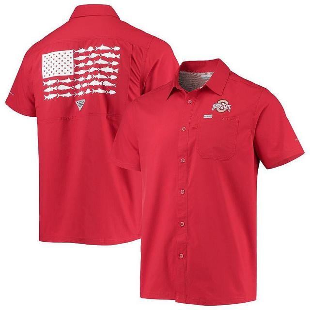 Mens Columbia PFG Scarlet Ohio State Buckeyes Slack Tide Camp Button-Up Shirt Product Image