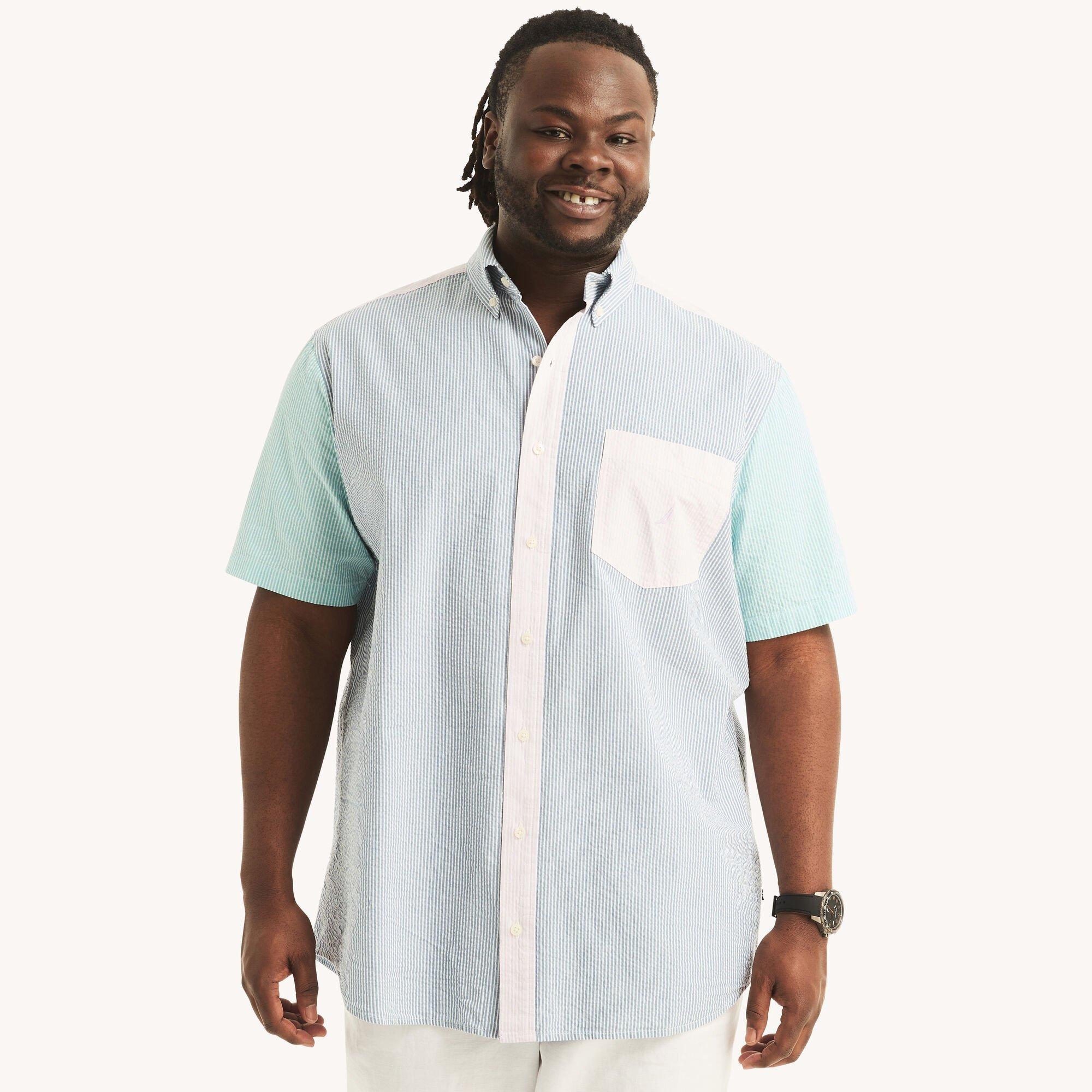 Big & Tall Seersucker Striped Short-Sleeve Shirt Product Image