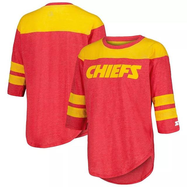 Womens Starter Kansas City Chiefs Fullback Tri-Blend 3/4-Sleeve T-Shirt Product Image