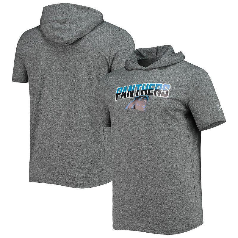 Mens New Era Heathered Gray Carolina Panthers Team Brushed Hoodie T-Shirt Grey Product Image