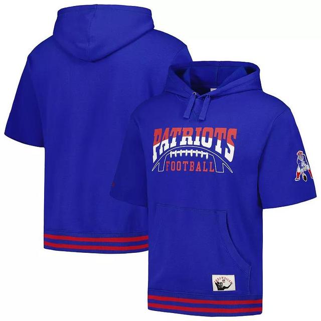 Mens Mitchell & Ness Royal New England Patriots Pre-Game Short Sleeve Pullover Hoodie Product Image