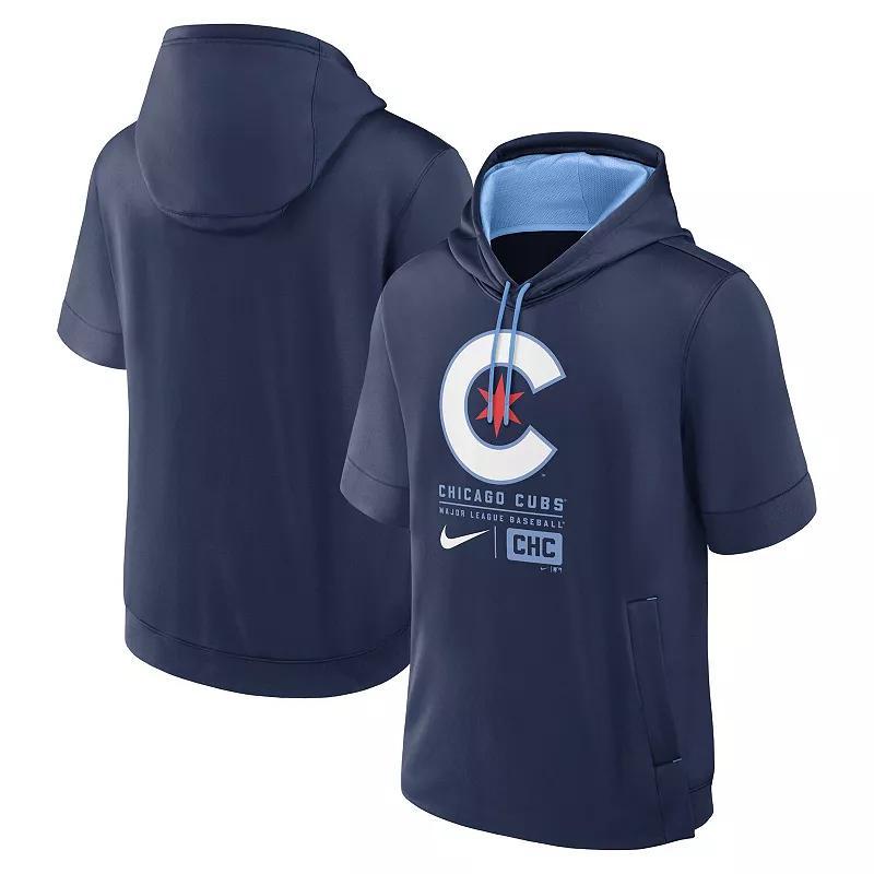 Nike Mens Royal Chicago Cubs Tri Code Lockup Short Sleeve Pullover Hoodie - Royal Product Image