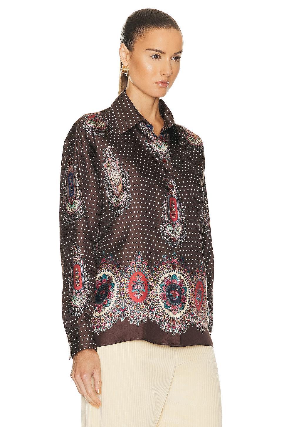 Etro Silk Button Down Blouse Brown. (also in 38). Product Image