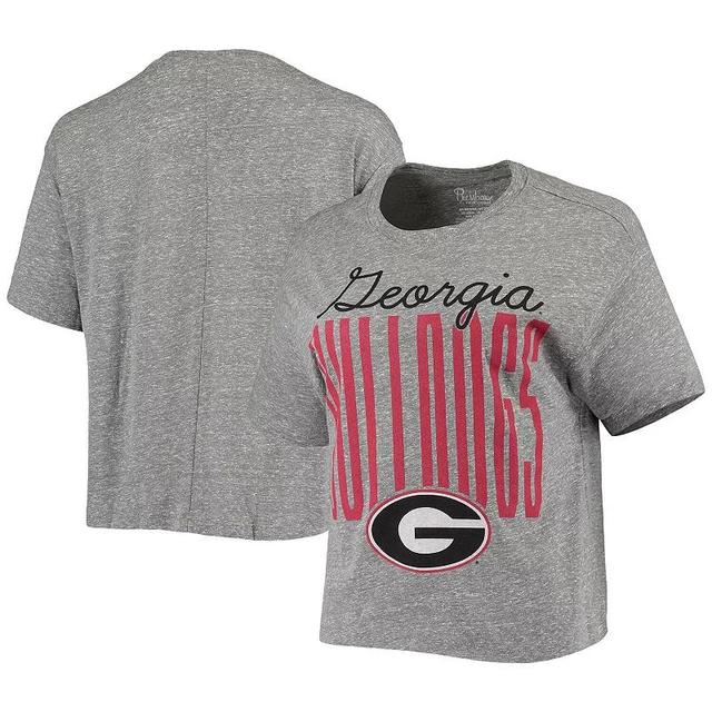 Womens Pressbox Heathered Gray Georgia Bulldogs Sanibel Knobi Crop T-shirt Product Image