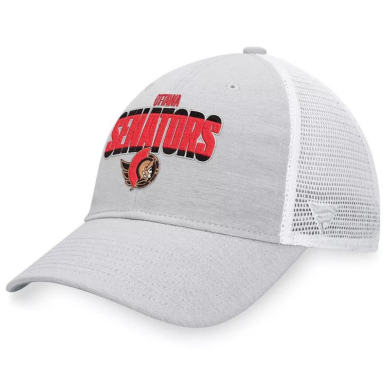 Mens Fanatics Branded Heather Gray/White Ottawa Senators Team Trucker Snapback Hat Product Image