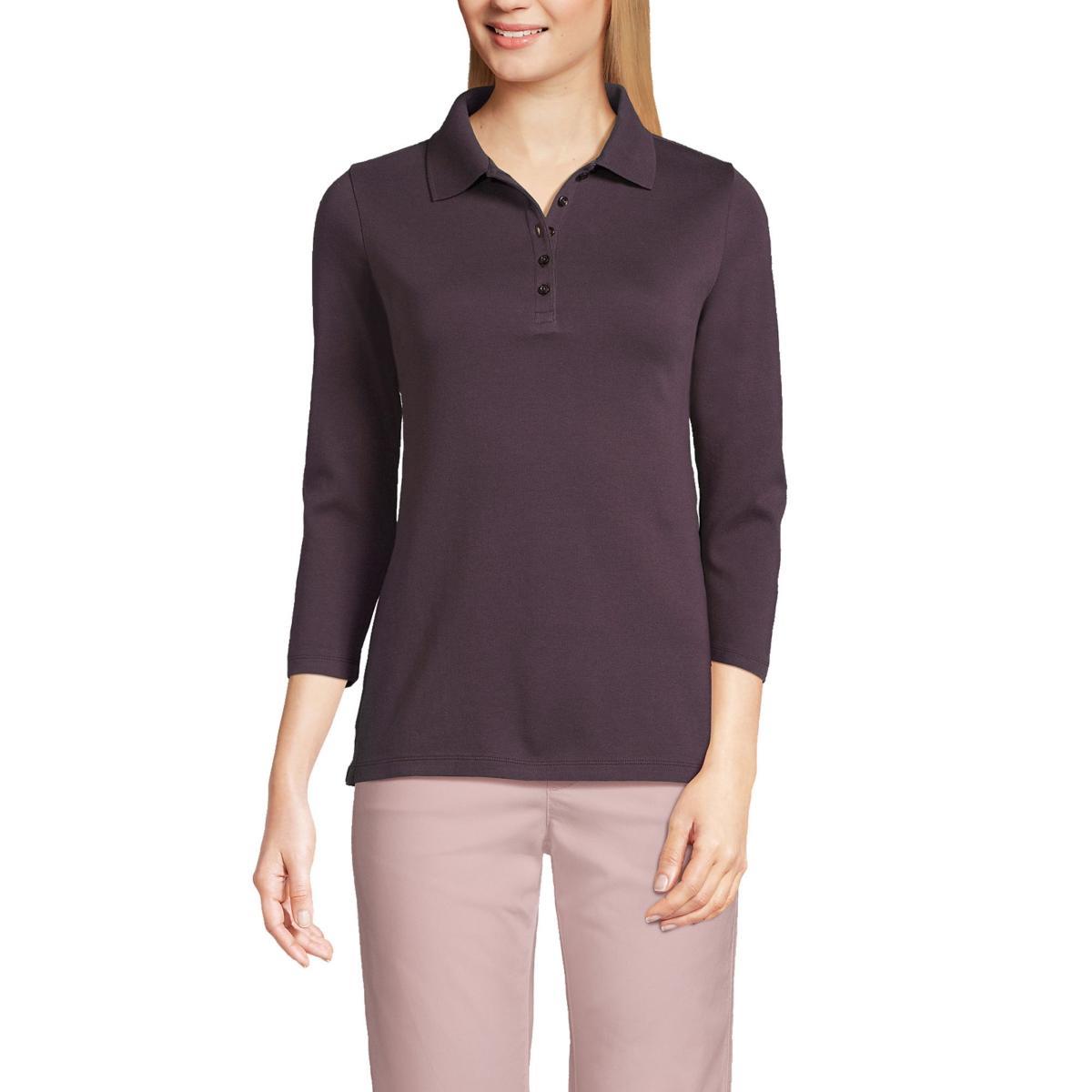 Womens Lands End 3/4-Sleeve Interlock Polo Product Image