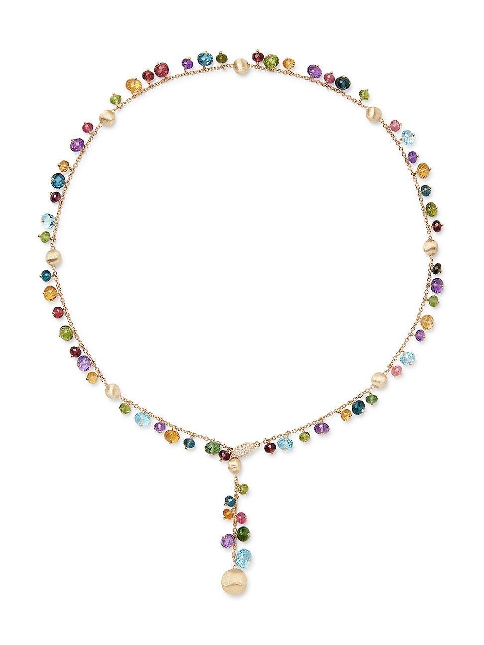 Womens Africa 18K Yellow Gold & Multi-Gemstone Lariat Necklace Product Image