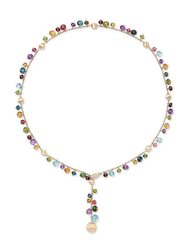 Womens Africa 18K Yellow Gold & Multi-Gemstone Lariat Necklace Product Image