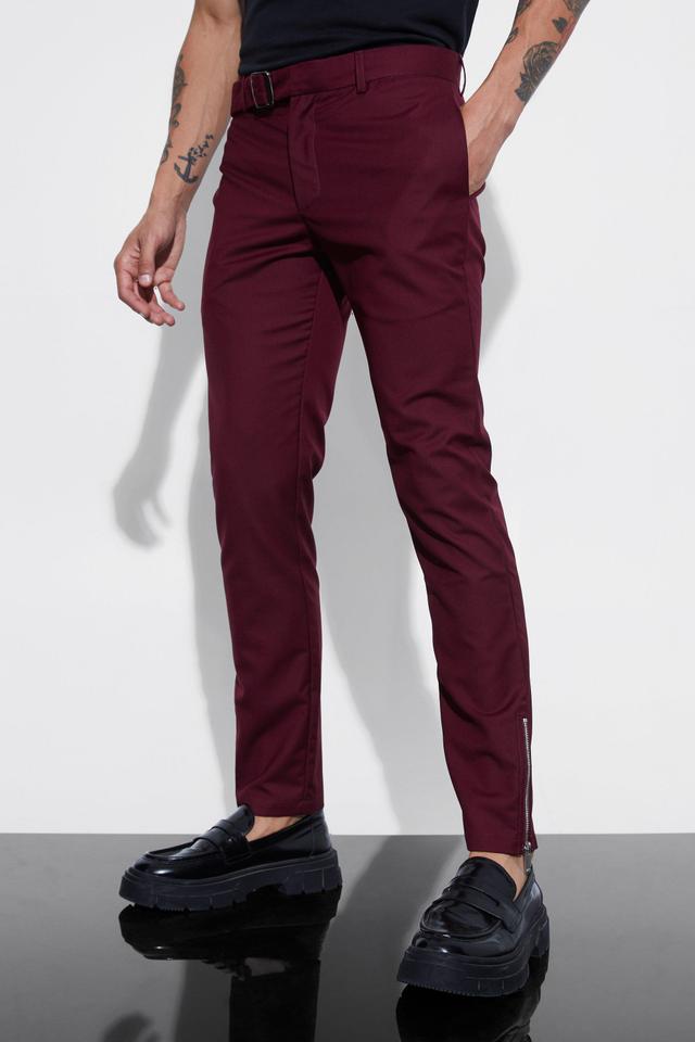 Skinny Fit Suit Pants With Belt Detail | boohooMAN USA Product Image