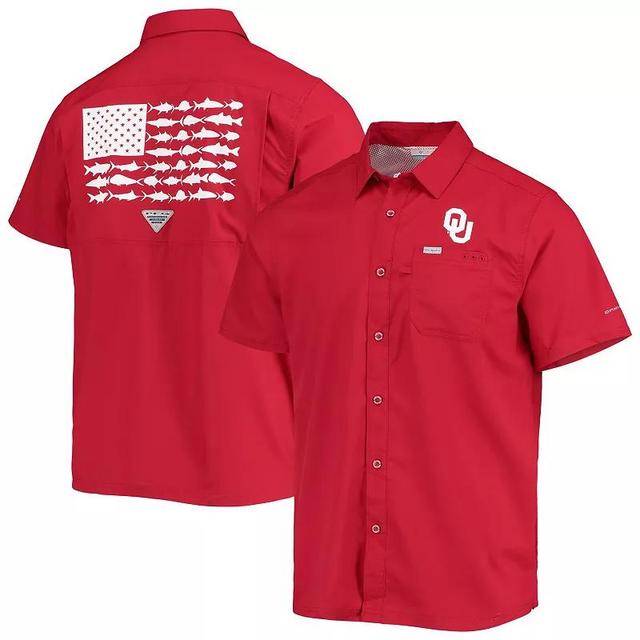 Mens Columbia Pfg Crimson Oklahoma Sooners Slack Tide Camp Button-Up Shirt Product Image