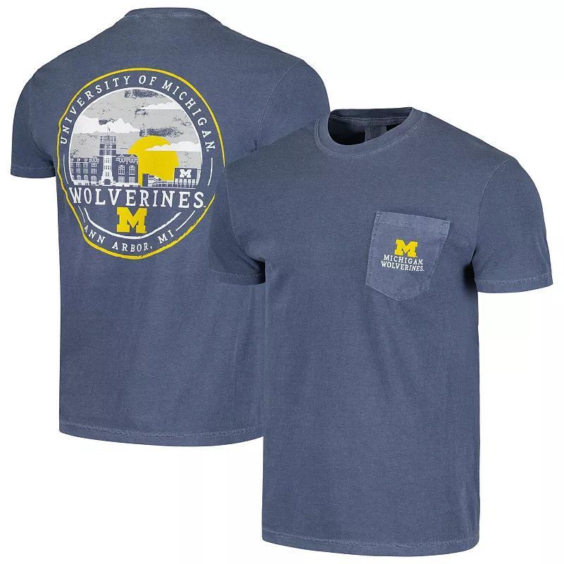 Mens Navy Michigan Wolverines Striped Sky Comfort Colors Pocket T-shirt Product Image