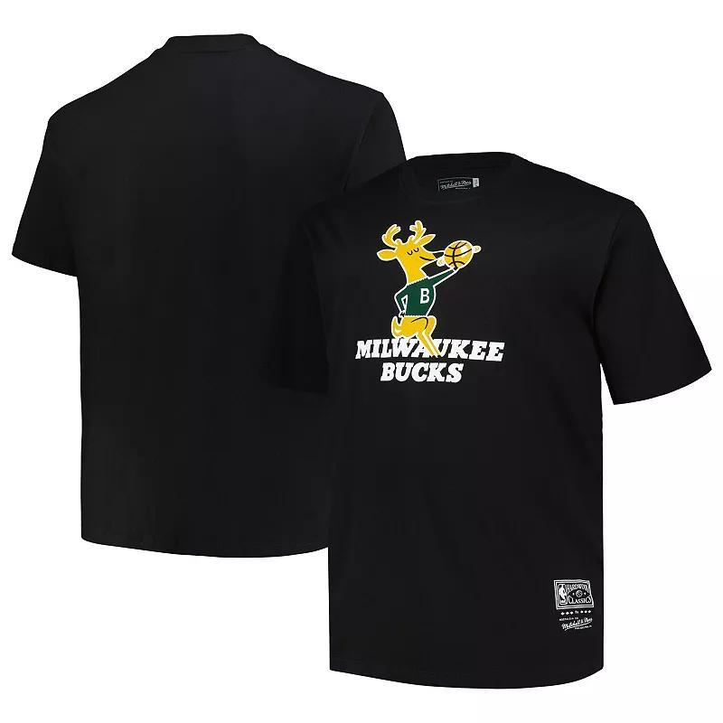 Mens Mitchell & Ness Milwaukee Bucks Big & Tall Hardwood Classics Vintage Logo T-Shirt Product Image