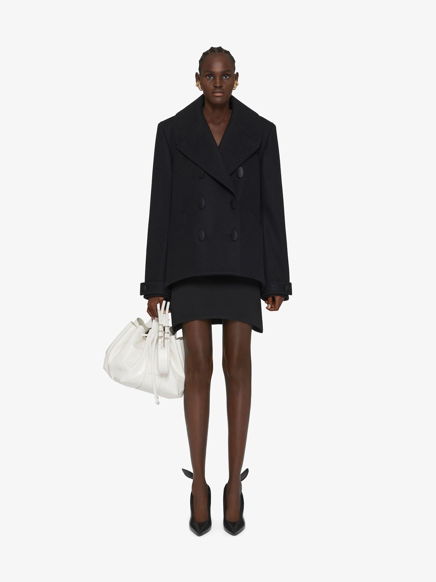 Oversized asymmetric peacoat in wool product image