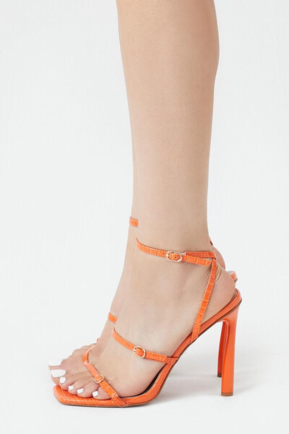 Faux Croc Strappy Stiletto Heels | Forever 21 Product Image