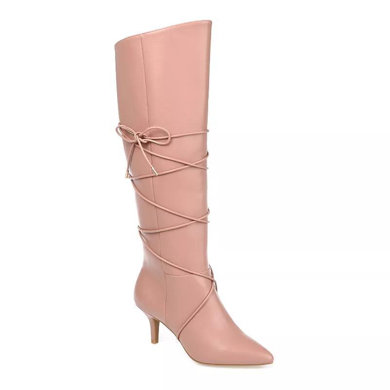 Journee Collection Kaavia Womens Bow-Detail Knee High Boots Pink Product Image