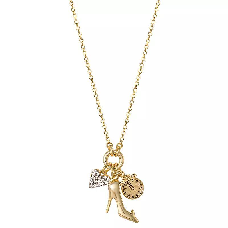 Disney Princess Cinderella 18k Gold Plated Charm Necklace, Womens Gold Tone Product Image