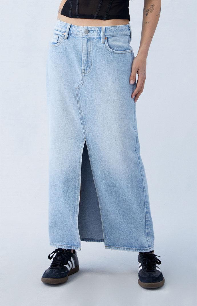 Women's Low Rise Denim Maxi Skirt - Product Image