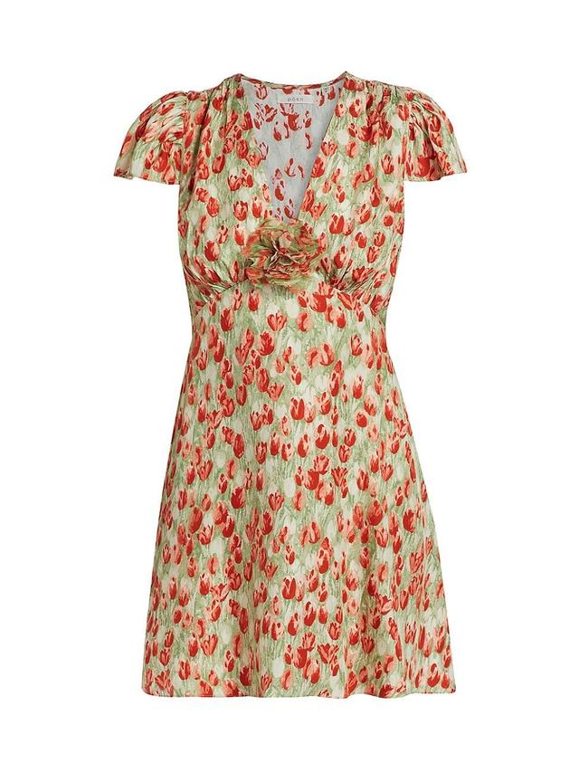 Womens Kelsea Tulip Print Silk-Blend Minidress Product Image