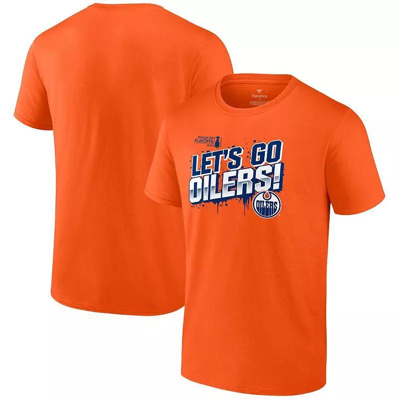 Mens Fanatics Orange Edmonton Oilers 2024 Stanley Cup Playoffs Slogan T-Shirt Product Image