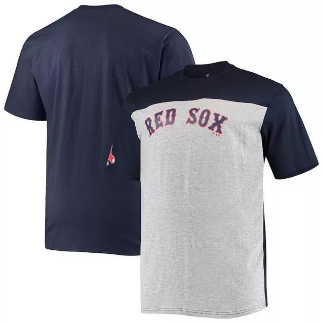 Mens Fanatics Branded /Heathered Gray Boston Red Sox Big & Tall Colorblock T-Shirt Blue Product Image