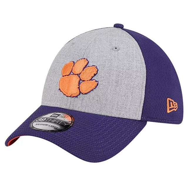 Mens New Era Heather Gray/Purple Clemson Tigers Two-Tone 39THIRTY Flex Hat Product Image