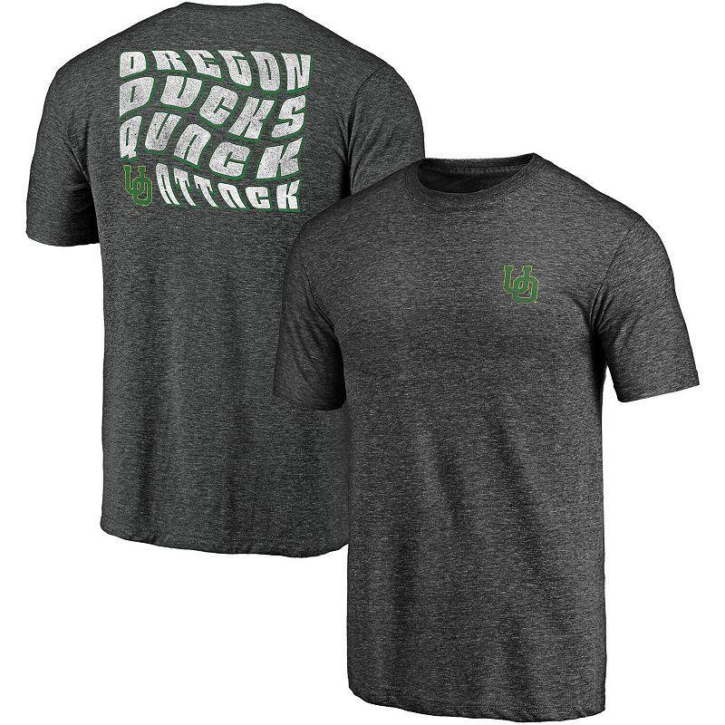 Mens Fanatics Branded Heathered Charcoal Oregon Ducks Wavy Tri-Blend T-Shirt Product Image