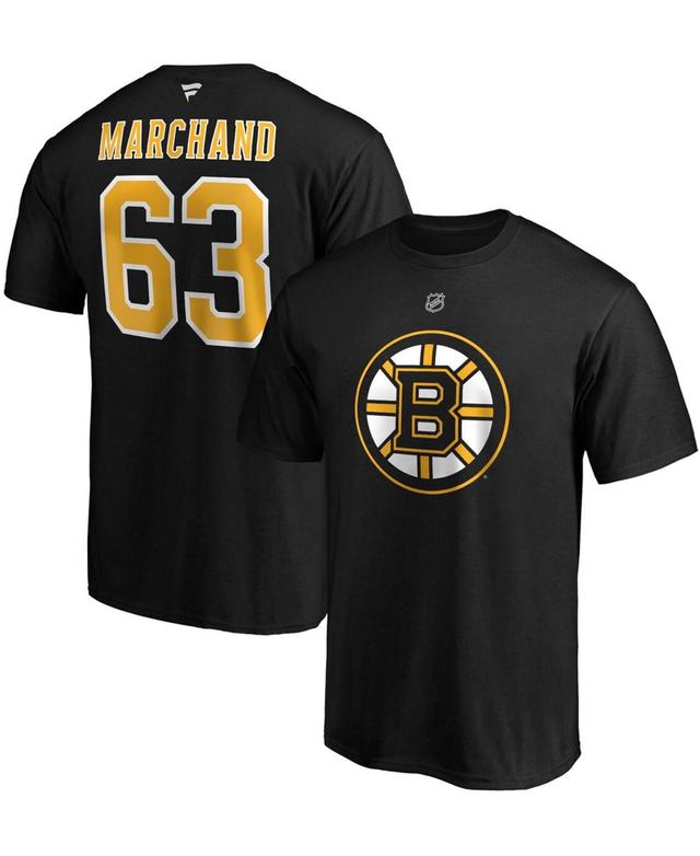 Fanatics Mens Brad Marchand Boston Bruins Team Authentic Stack Name and Number T-Shirt Product Image