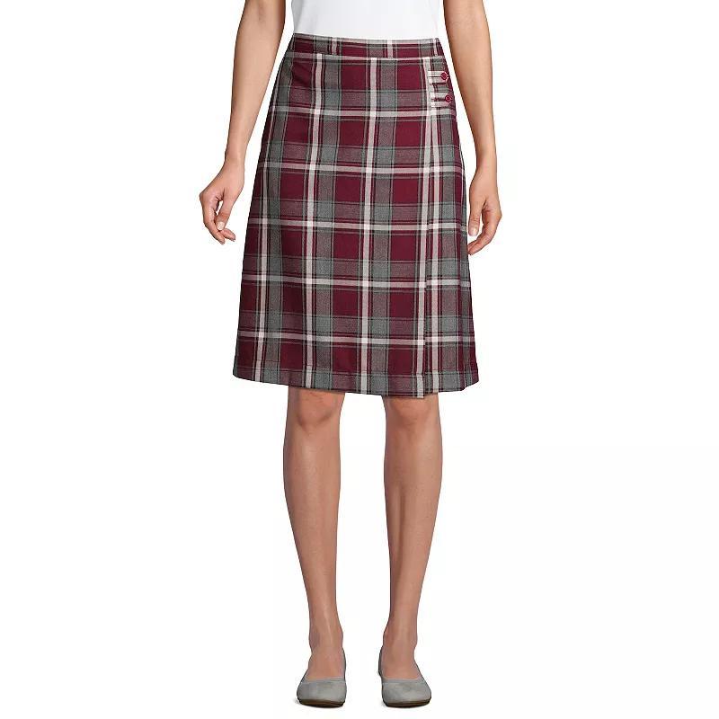 Womens Lands End Plaid Below the Knee A-line Skirt White Product Image