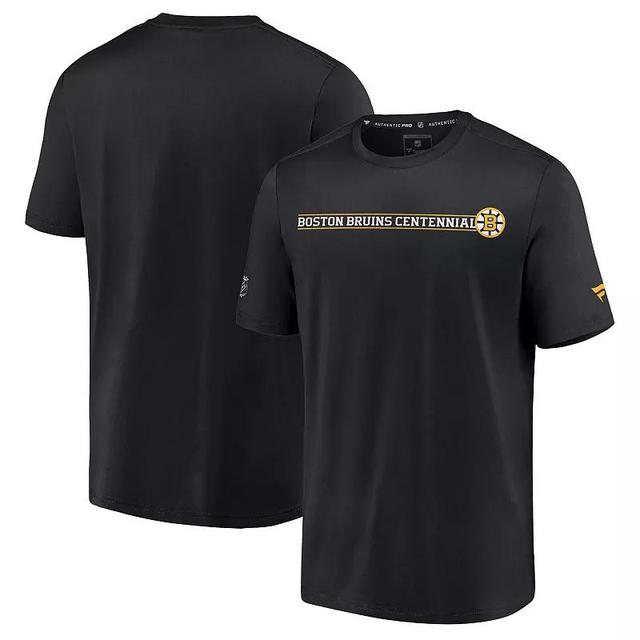 Mens Fanatics Black Distressed Boston Bruins Authentic Pro Centennial Banner T-shirt Product Image