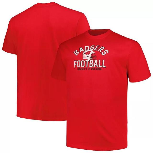 Mens Champion Wisconsin Badgers Big & Tall Football Helmet T-Shirt Product Image