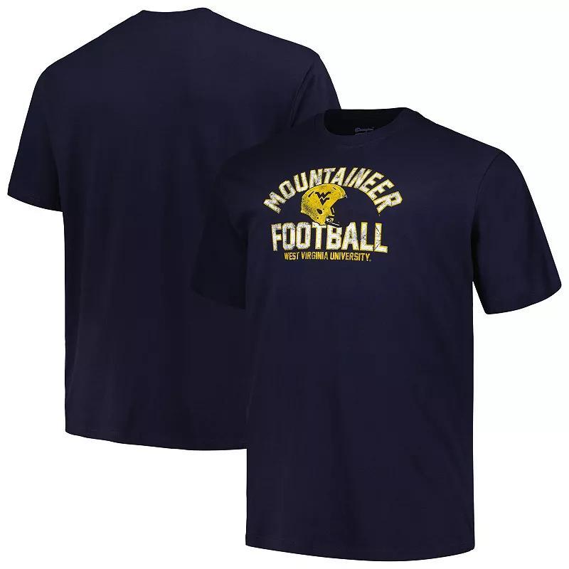 Mens Champion West Virginia Mountaineers Big & Tall Football Helmet T-Shirt Blue Product Image