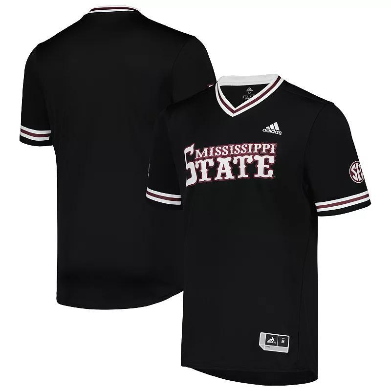 Mens adidas Black Mississippi State Bulldogs Replica V-Neck Baseball Jersey Product Image