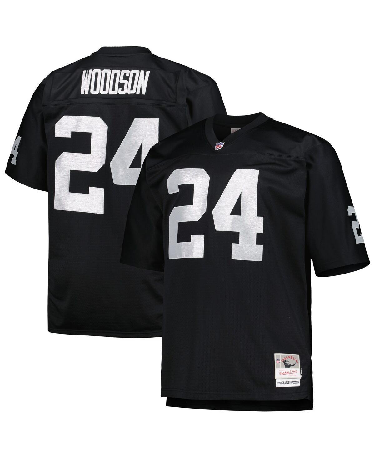 Mens Mitchell & Ness Charles Woodson Black Las Vegas Raiders Big and Tall 1998 Retired Player Replica Jersey - Black Product Image