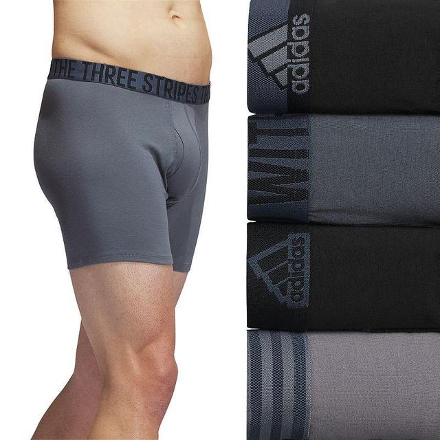 adidas Stretch Cotton Boxer Brief Underwear 4-Pack Onix Grey/Grey) Men's Underwear Product Image