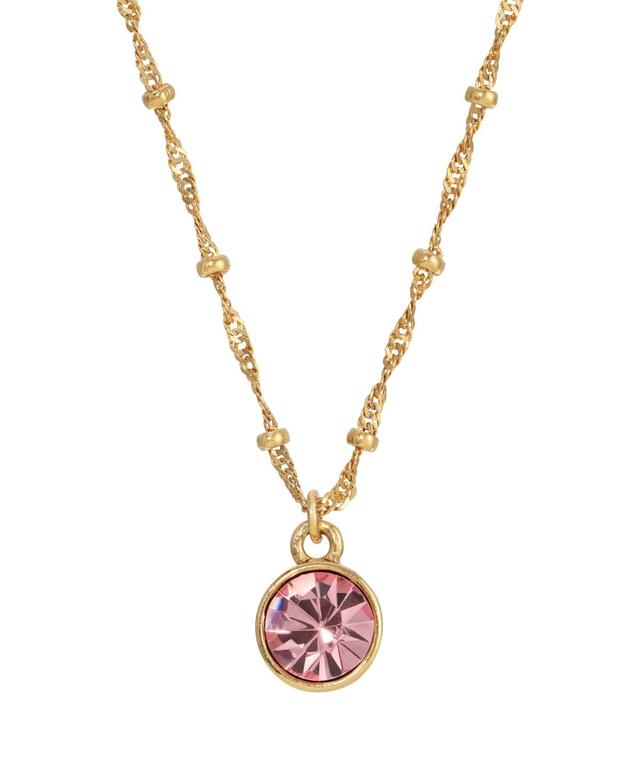 1928 Round Crystal Pendant Necklace, Womens, Pink Product Image