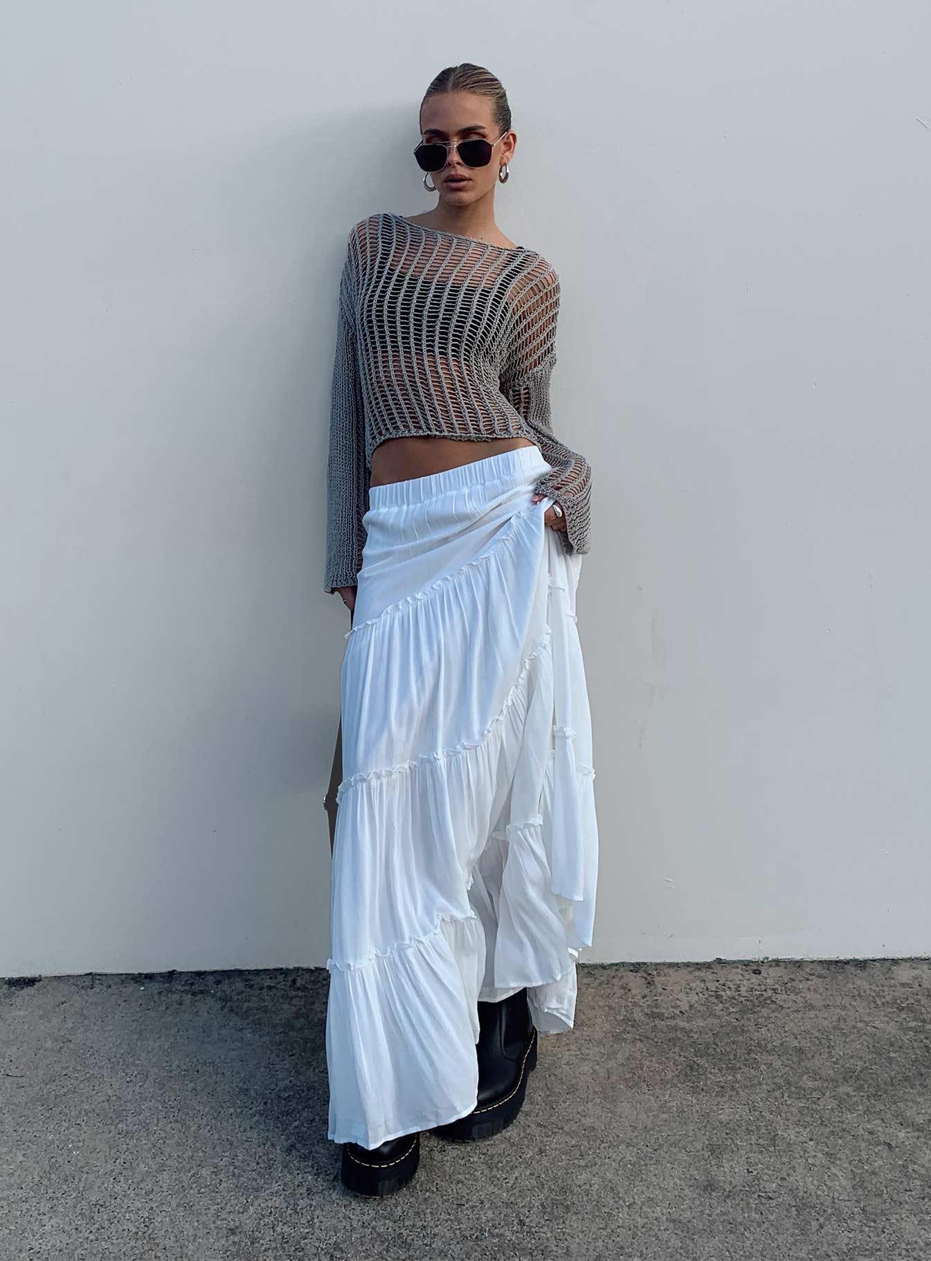 Miriah Maxi Skirt White Low Impact Product Image