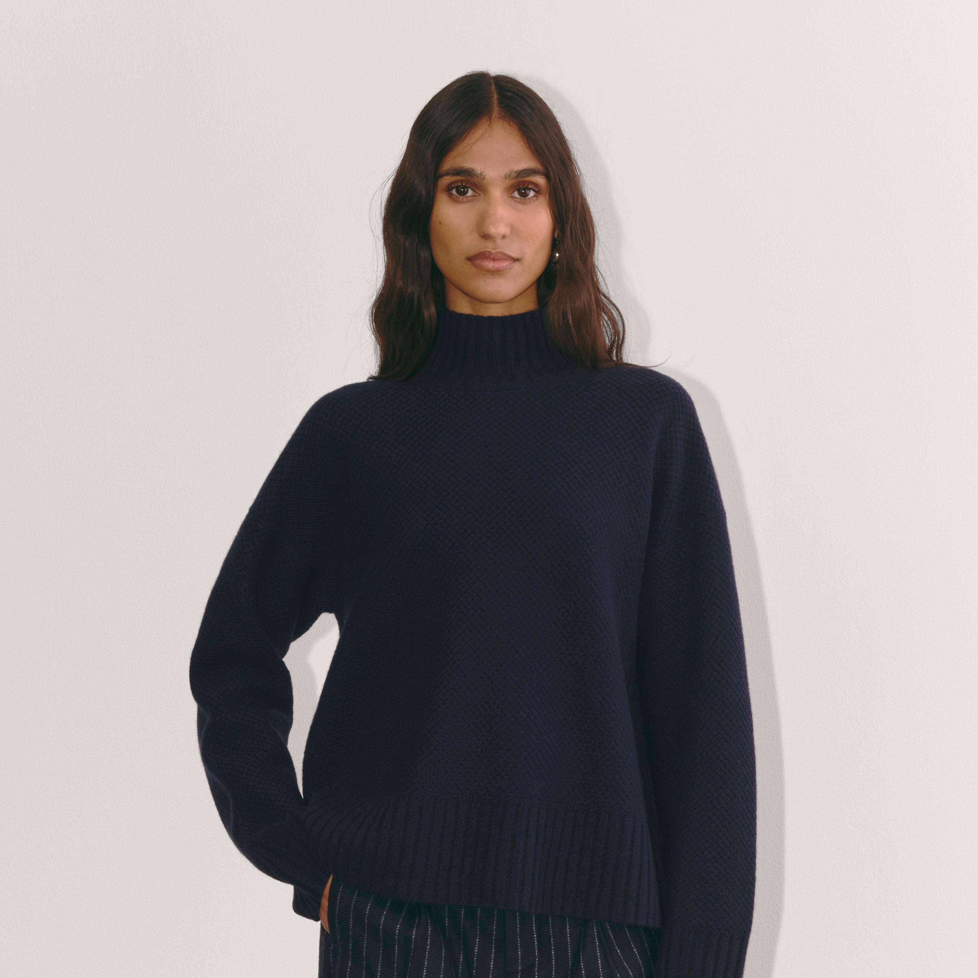 The Honeycomb Funnel Neck in Wool Cashmere Product Image