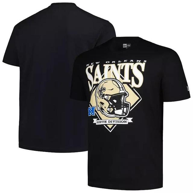 New Era Mens Black New Orleans Saints Big Tall Helmet T-Shirt Product Image