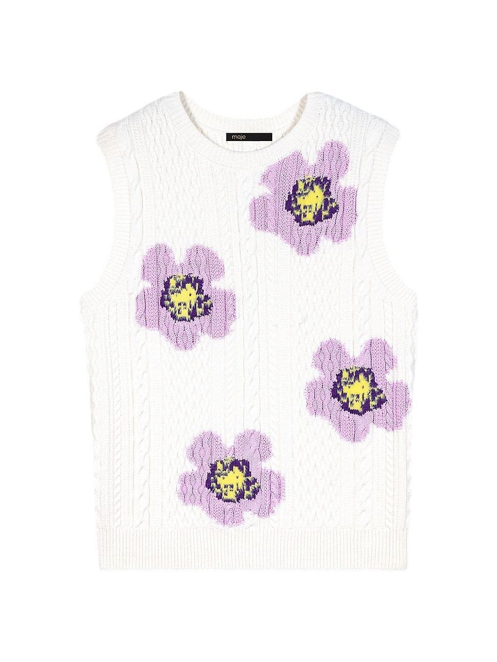 Maje Myflow Cable Knit Sleeveless Sweater Product Image