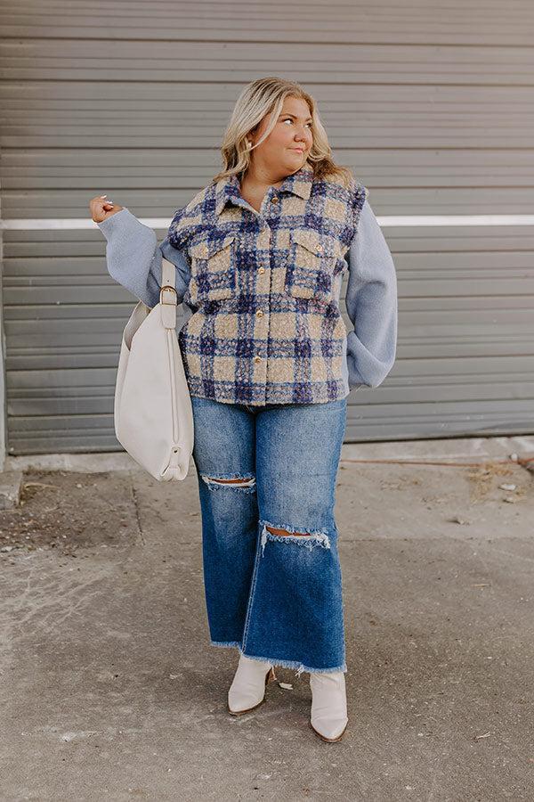 Picking Pumpkins Plaid Jacket in Blue Curves Product Image