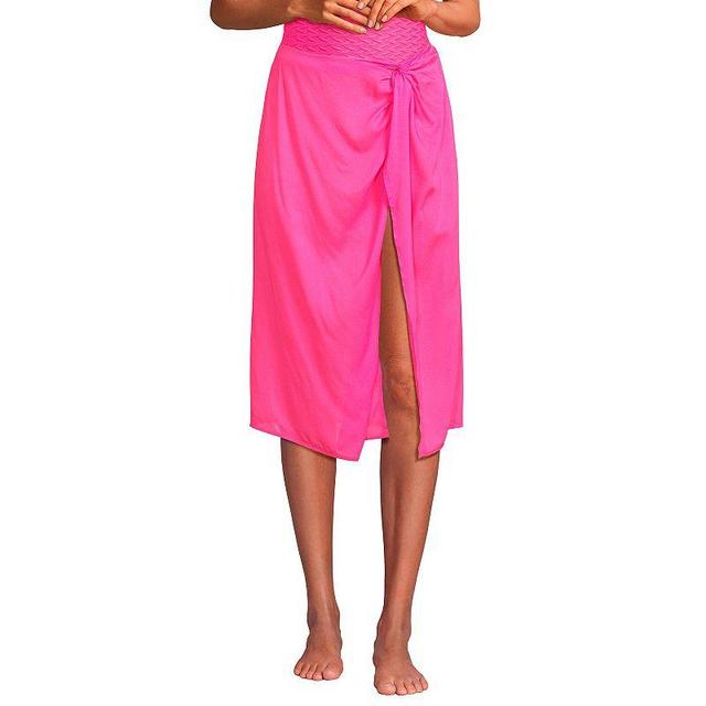 Womens Lands End Sheer Twist Front Knee Length Swim Cover-up Skirt Product Image