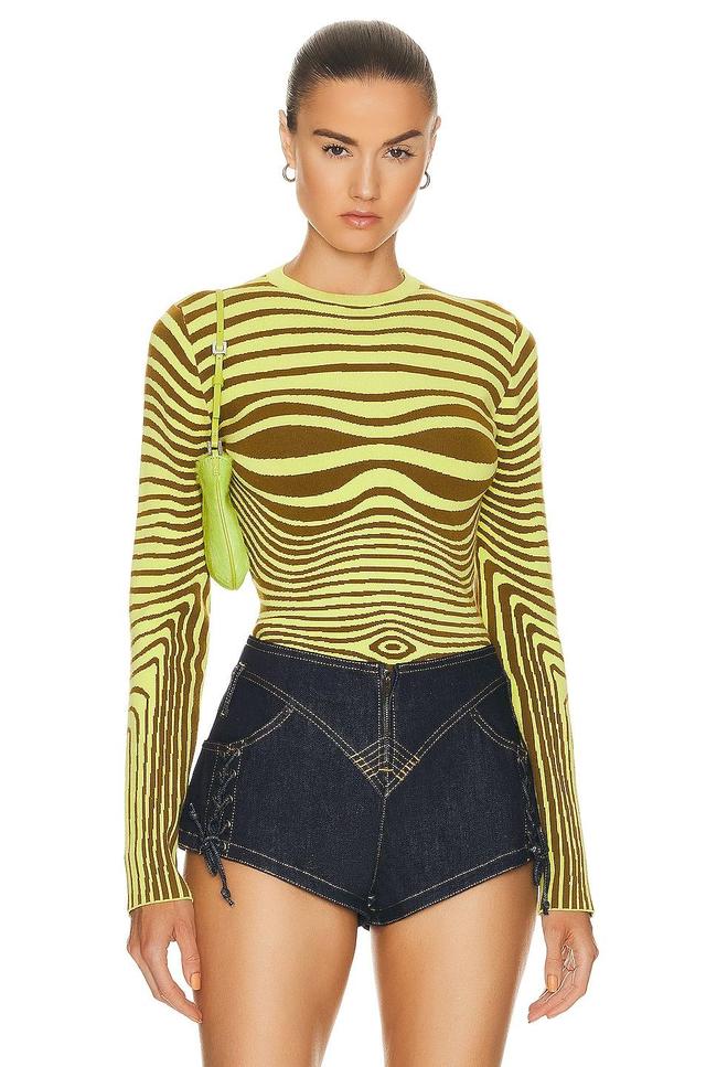 Jean Paul Gaultier Morphing Stripes Long Sleeve Top in Yellow Product Image