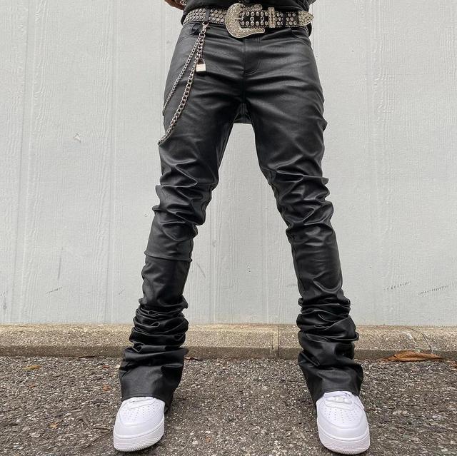 Essentials Street Leather Skinny Flare Stacked Pants Product Image