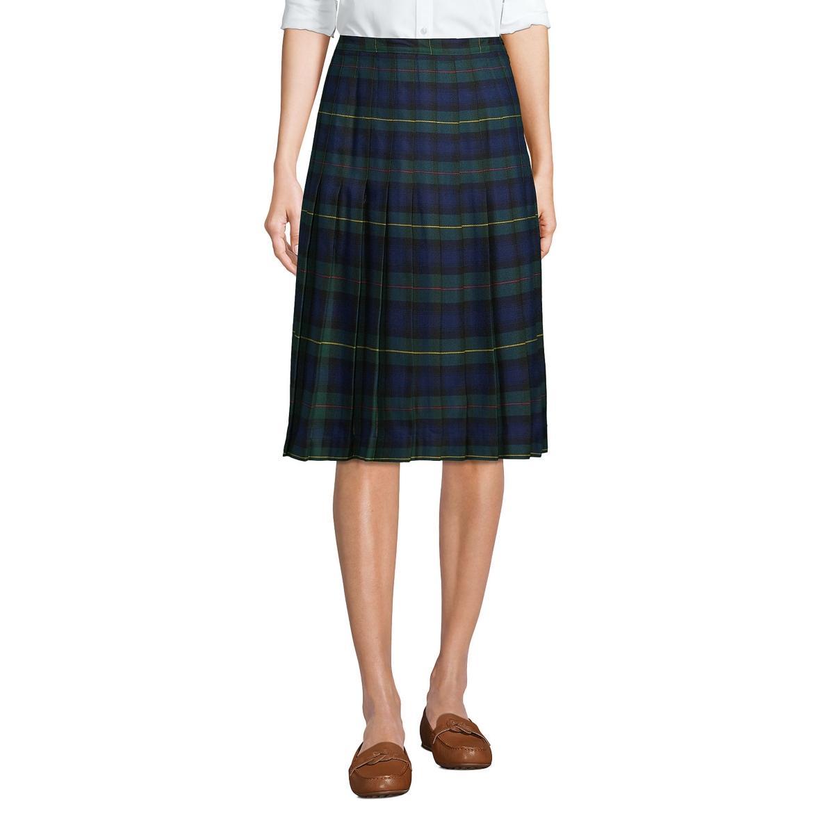 Womens Lands End School Uniform Plaid Pleated Midi Skirt Product Image