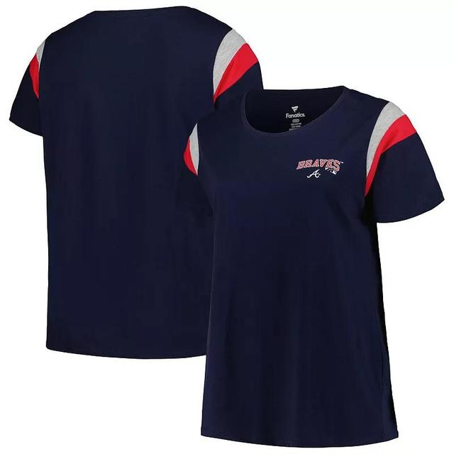 Womens Profile Atlanta Braves Plus Size Scoop Neck T-Shirt Blue Product Image