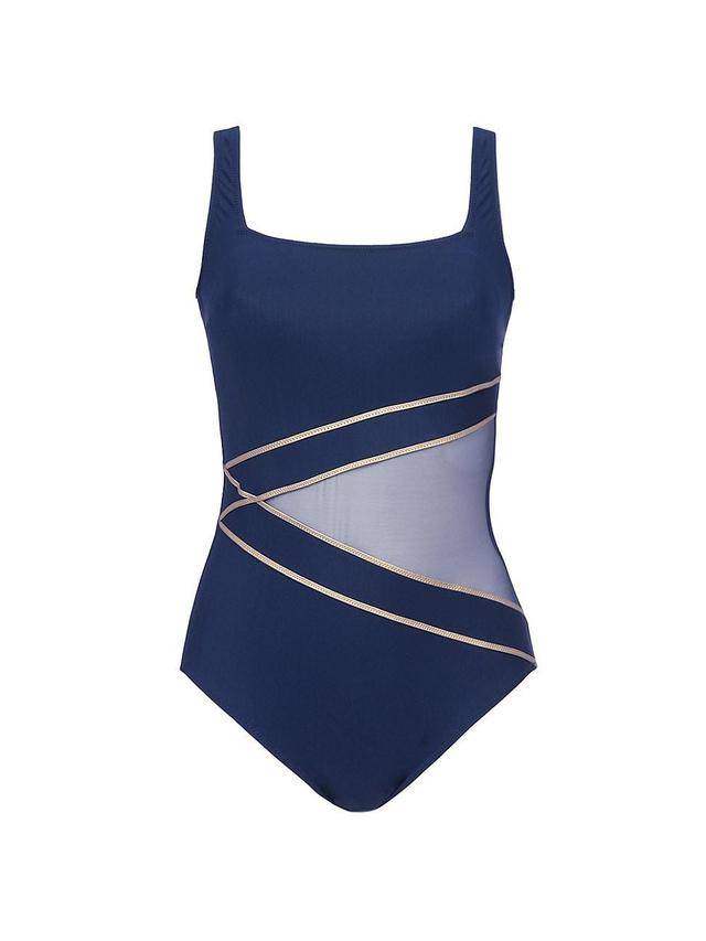 Womens Onyx Squareneck One-Piece Swimsuit Product Image