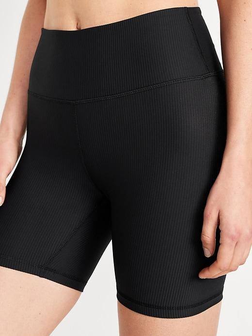 High-Waisted PowerSoft Ribbed Biker Shorts -- 6-inch inseam Product Image