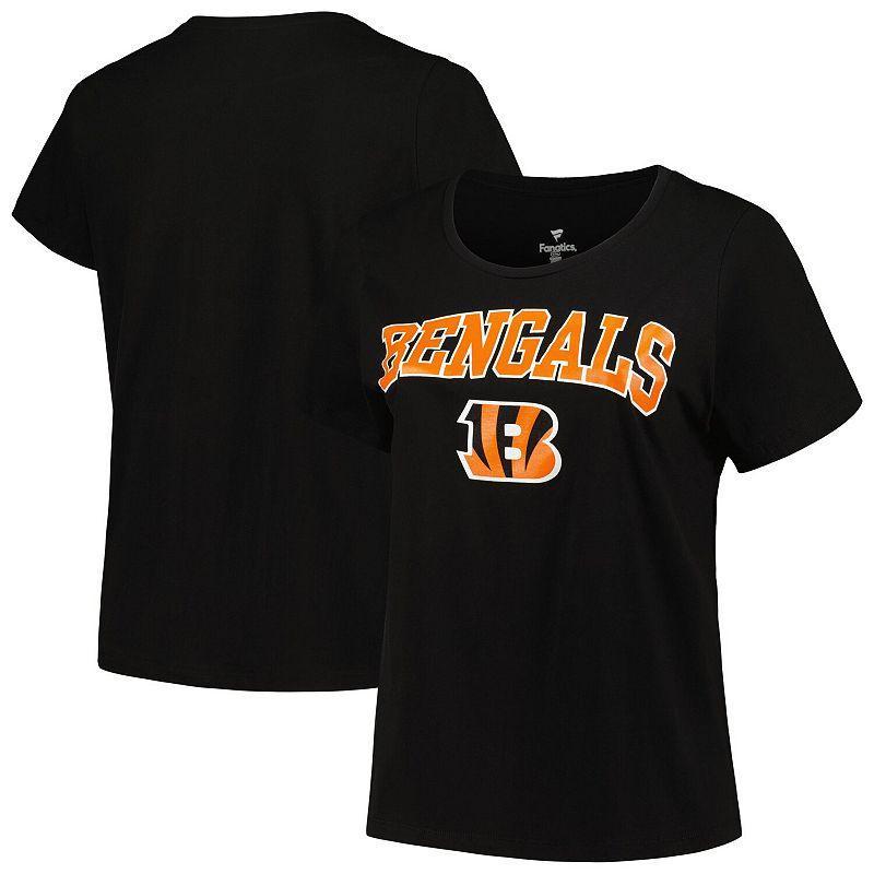 Womens Fanatics Black Cincinnati Bengals Plus Size Arch Over Logo T-shirt Product Image